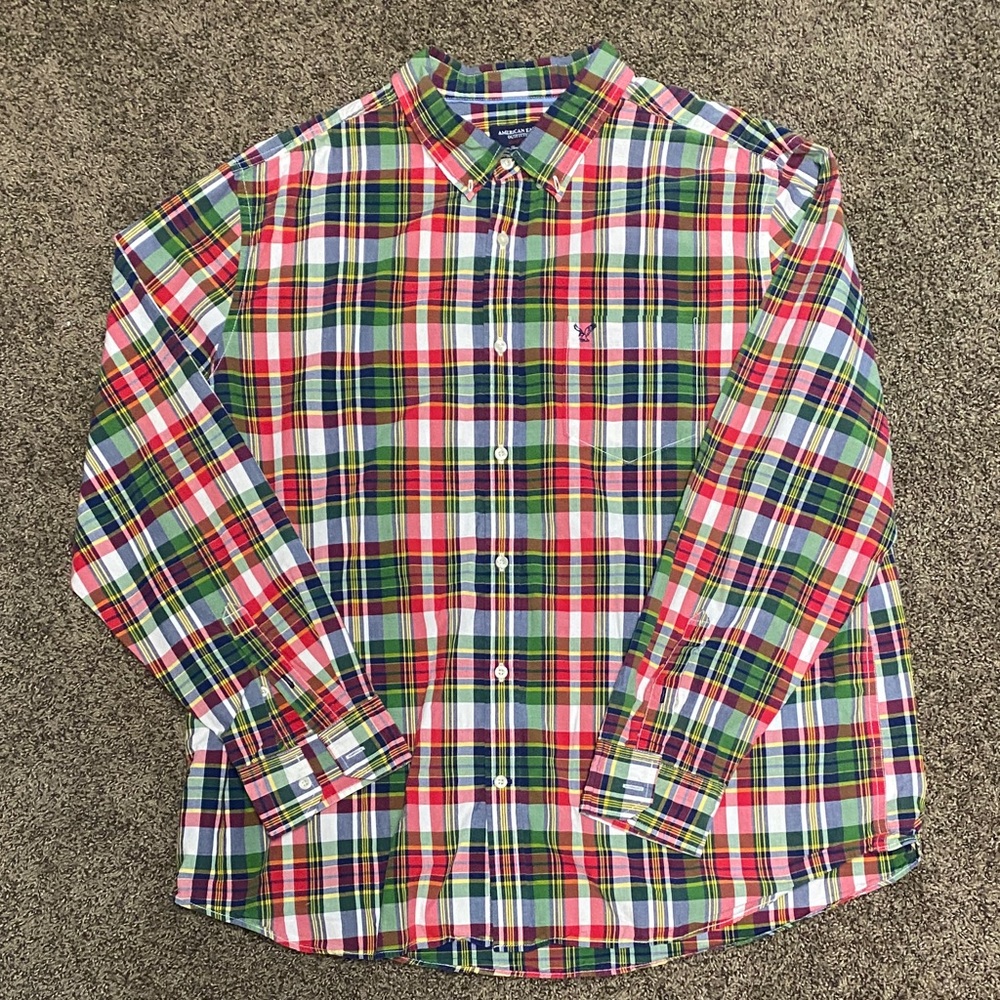 American Eagle Outfitters Vibrant Plaid Button-Down Shirt